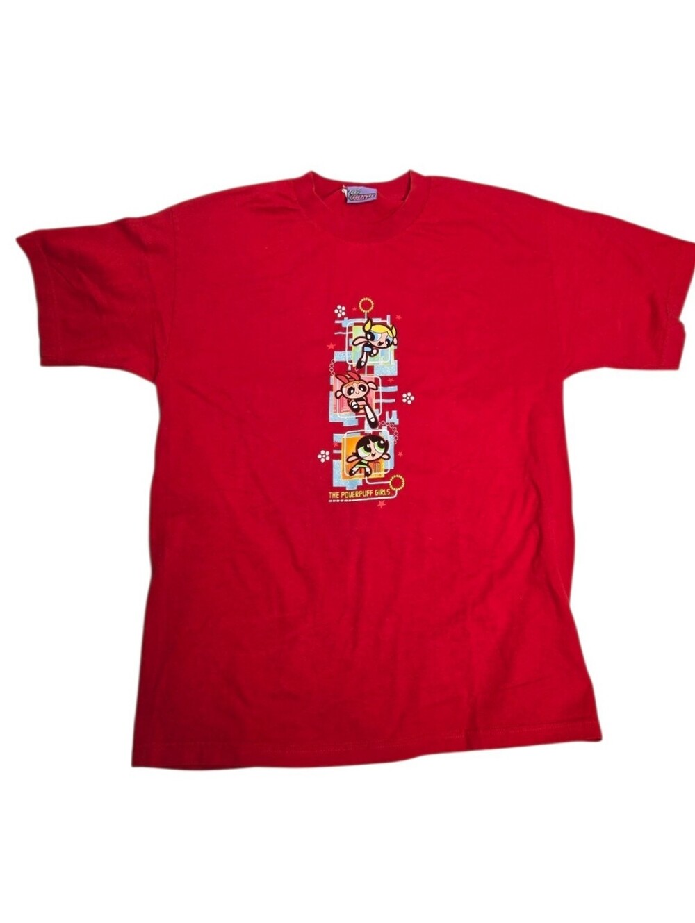 VINTAGE Y2K Powerpuff Girls Cartoon Network red short sleeve unisex tee shirt L